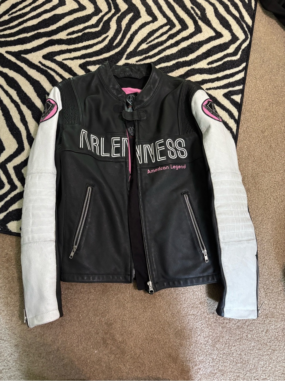 Arlen Ness American Legend Women Leather Motorcycle Jacket Large Mint Condition